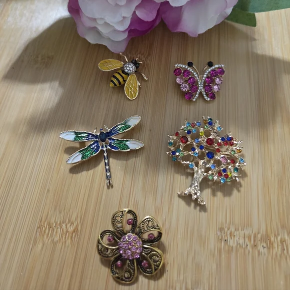 Colorful Enamel Brooch Set of 5 - Picture 1 of 7